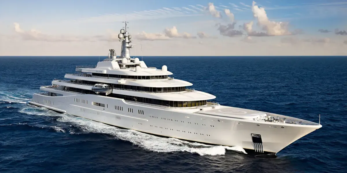 A superyacht cruising at sea